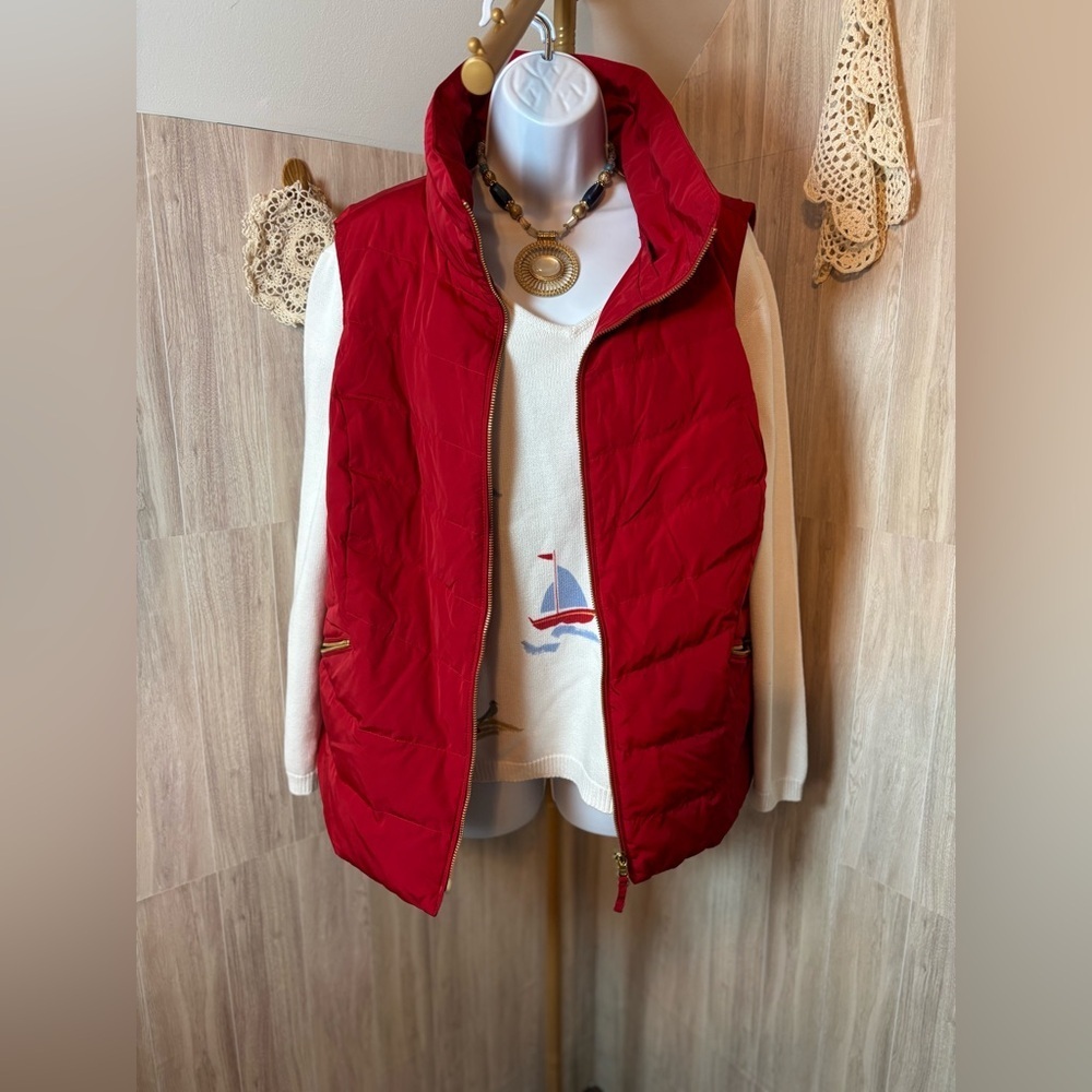 Talbots Vibrant Red Quilted Vest for Women Plus Size